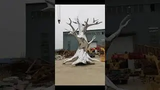 شجرة النحت المعدنية ، مرآة مصقولة / Metal sculpture tree, mirror polished