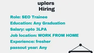 SEO Trainee - Work From Home | Up to 3LPA | Freshers Welcome