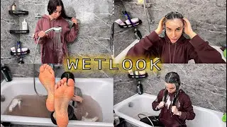 Wet Clothes Shower | Soapy Hair & Body Wash | Bare Feet Reveal | Shower in Jeans & Hoodie