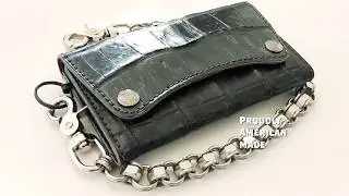 The Alligator Trucker Trifold Chain Wallet from Anvil Customs Leather
