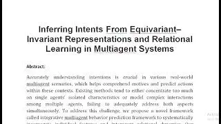 Inferring Intents From Equivariant&ndash;Invariant Representations and Relational Learning in Multiagent S
