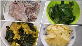 গ্রাম-বাংলায় বিলুপ্ত প্রায় গুনাইলের পাতা দিয়ে শোল মাছের মাথা,কান্তা,ঠোঁটা চচ্চড়ি। Shol fish recipe.