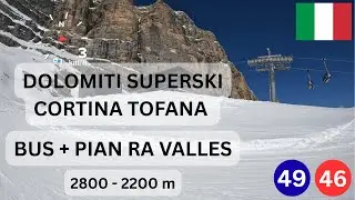😎 🏔️ Cortina - Virtually empty Bus Tofana (🔴) and Pian Ra Valles (🔵) slopes in April