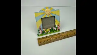 Vintage Miniature Pic Frame Tabletop Cartoon Sun Flowers Pastel Michel and Company
