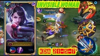 HOK ARKE THE INVISIBLE WOMAN 9999 PERCENT BEST BUILD INSANE HACK DAMAGE KDA 21-5-7
