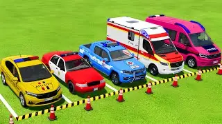 DACIA, FORD, VOLKSWAGEN POLICE CARS & MERCEDES AMBULANCE CAR TRANSPORTING WITH MAN TRUCKS ! FS22