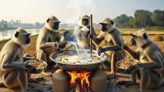 बंदरों ने मिलकर बनाई देसी चावल की खीर 😮🔥 | village Cooking 