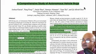 Read a paper: A Comprehensive Study of Autonomous Vehicle Bugs