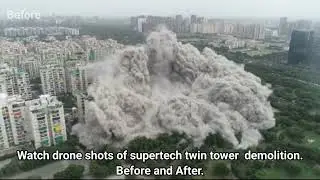 Watch drone shots of Supertech twin tower demolition.