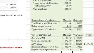 Process Costing - Equivalent Units (P4-10A)