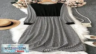 Rometta Women's Houndstooth Long Sleeve Dress Maxi Women Outfit Fall Cloth