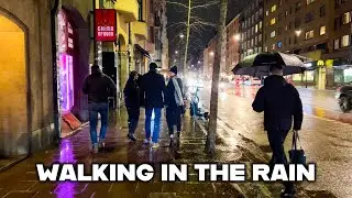 Rainy Night Walk in Stockholm, Sweden - 4K ASMR