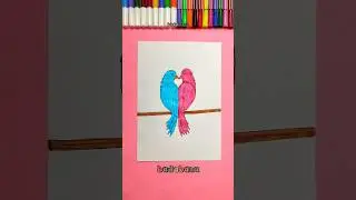 Drawing birds in love 💕🐦#creative #tutorial #activities #drawing #cartoon #love #birds #valentine