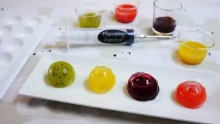 Injection Jellies 透明なボールみたいなゼリーに注射器でフルーツソースとじこめてみました