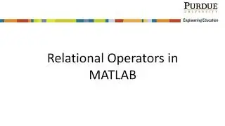 Relational Operations in MATLAB