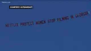 Protesters fly banner over Netflix HQ opposing Georgia's 'heartbeat' bill