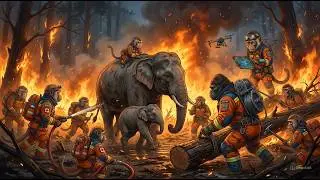 Brave monkey rescue team rescues mother and baby elephant from a 
