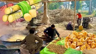 100% Organic Jaggery (Gurh) Making from Pure Juice of Sugarcanes by farmer| Chemical Free Sweetnener