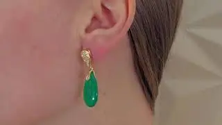 Pendientes Jade Verde Oro y Diamantes SERENITY DROP  99929836121 Creado en Joyer&iacute;a Nicols