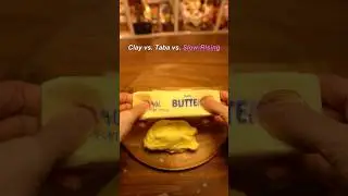 ASMR Clay vs. Taba Squishy vs. Slow Rising Squishy wax covered butter #asmr #kittyasmr #tabasquishy