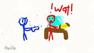 Blue stickman trying to rob red stickman