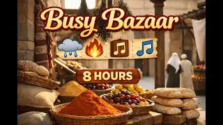 Busy Bazaar | 8-Hour Moving Ambience &bull; Rain, Yule Log, Chatter, & Study Beats