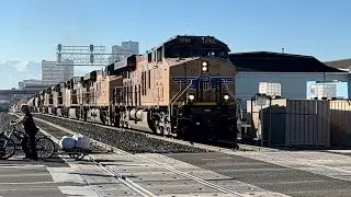 Union Pacific (MRVGR) Mainfest Train going by Sutro Street in Reno Nevada 