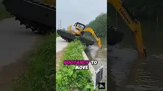 This Excavator Works on Water! 😳🚜 | Amphibious Excavator Facts #constructionlife #shortvideo