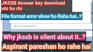 JKSSB JKP-SI official answer key out |Bahut se aspirant ki response sheet download nhi ho rahi