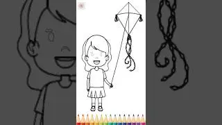 How to Draw Kite Flying Scenery Easy Steps/ Makar Sankranti Special Drawing /Makar Sankranti Drawing