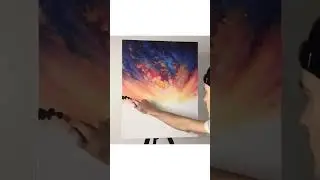 Painting a night desert scene using acrylics. #shorts #acrylicpainting #landscapepainting