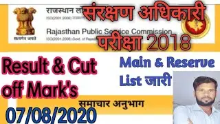 Rpsc protection Officer result # Rpsc latest news