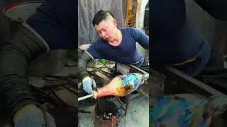 Super healing colored vase glass making process, freely flowing between gravity and liquid #shorts