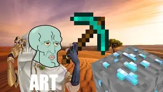 Jhin in der W&uuml;ste und baut in Minecraft