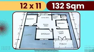 План дома 132 квадратных метров размером 12x11 метров 3 спальни