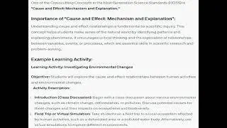 Select one Crosscutting Concept discuss why its important and give an example of a learning activity