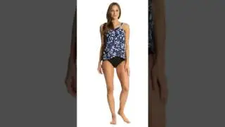 Shape Solver Marina Paisley Cross Over Tankini Top | SwimOutlet.com