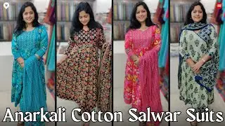 Anarkali Pure Cotton Readymade Salwar Suits | Ajrakh, Block & Floral Printed Sets @TrendzAlappuzha​