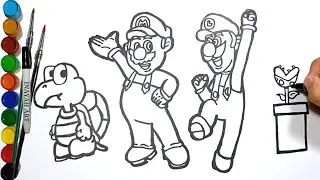 Cara menggambar dan mewarnai karakter dari game Super Mario Bros