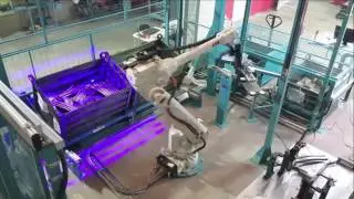 Robotic Bin Picking on stamped parts with ABB robot in production at GEDIA