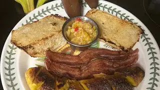 Baked Plantains w/ Bacon & Ciabatta Bread!
