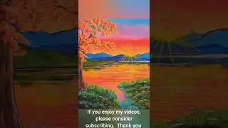 Acrylic Landscape Painting Time-lapsed  Sunset & Mountains
