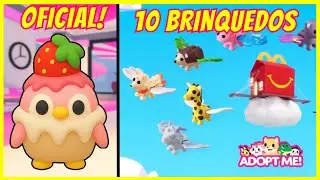 PET PINGUIM DE MORANGO + BRINQUEDOS DO ADOPT ME NO MC LANCHE FELIZ