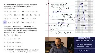 Big Ideas Math [IM3]: 2.6 - Characteristics of Quadratic Equations (Lecture & Problem Set)
