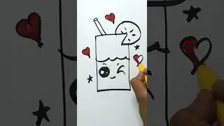 How to Draw Cute Summer Drink ❤️ 1 Minute Art