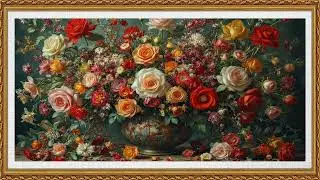 Baroque Elegance: Vintage Floral Masterpiece | Tablo Ekran | &Ccedil;er&ccedil;eve TV | The Art Corner  Gold Frame