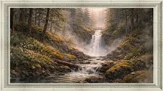 Oregon in Watercolor | Misty Forest Waterfall | Relaxing Nature TV Screensaver