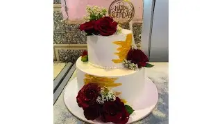 New. Cake. Golden.  Decorating.  #goldencake