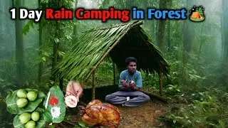 1 Day Building a Survival Shelter in Forest | Monsoon Season Rain Camping | RS Robin Camping