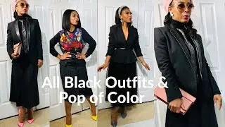 HOW TO STYLE ALL BLACK OUTFITS WITH POP OF COLOR.